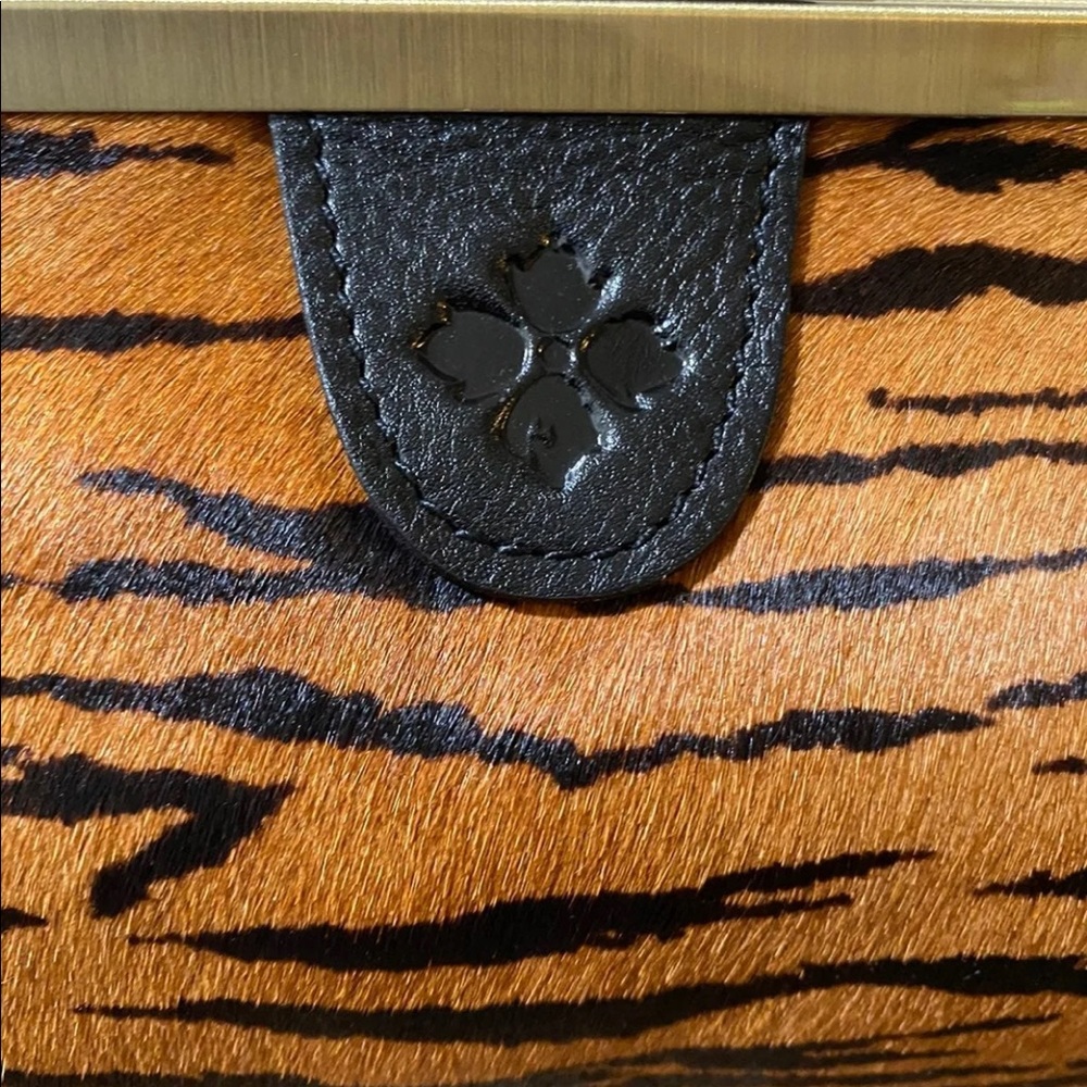 Patricia Nash Athena Printed Haircalf Leather Frame Bag/Clutch - Tiger NWT - Picture 2 of 12